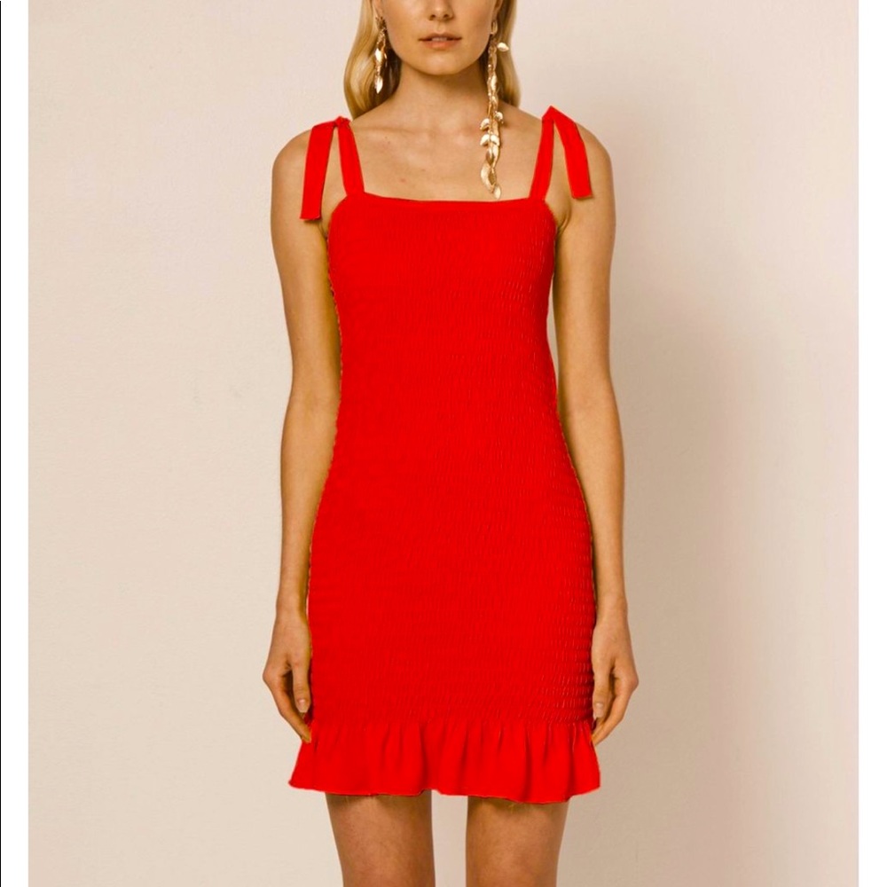 Krista red smocked tank mini dress